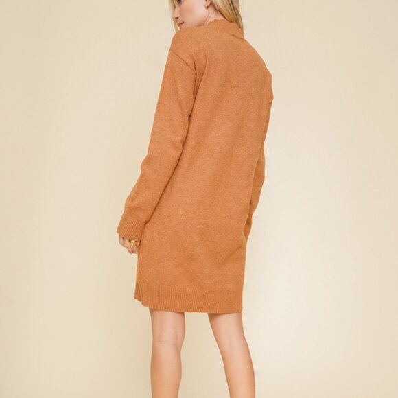 HEM & THREAD Rust Leopard Print Sweater Dress Cozy Knit Long Sleeve Fall Winter - Picture 4 of 6